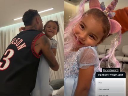 Neymar mostra momento fofo com Mavie e diverte web com pedido da filha