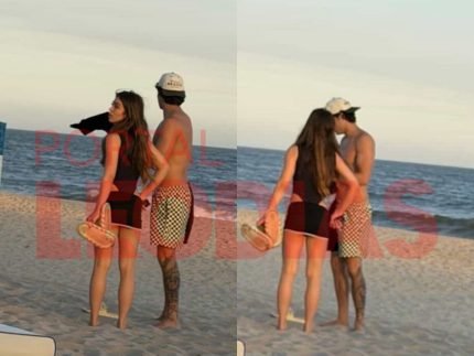 Tá ficando sério! Melody e Ulisses são flagrados em clima de romance em praia no Rio