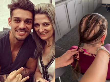 Diagnosticada com alopecia, mãe de Lucas Lucco corta o cabelo: “Sigo com fé”