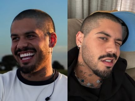 Visual novo: Zé Felipe surge de cabeça raspada e curte momento em família