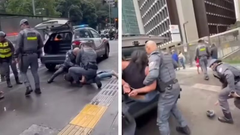 Após briga por direitos trabalhistas, mulher é algemada e colocada no fundo de viatura da PM
