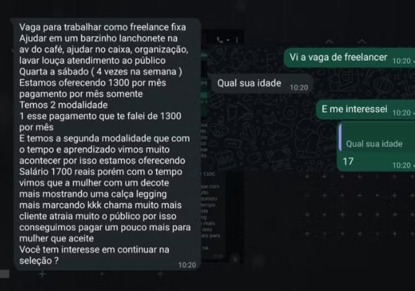 Hamburgeuria oferece salário maior para jovem 17 anos trabalhar de decote e roupa curta