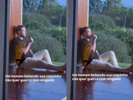 Após polêmica com Maíra Cardi, Thiago Nigro aparece bebendo refrigerante em casa